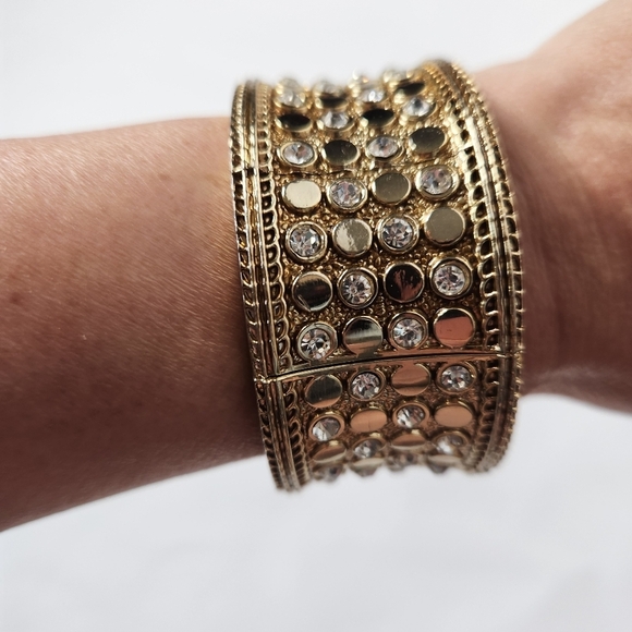 Women's Rhinestone Cuff Bracelet - Picture 2 of 5